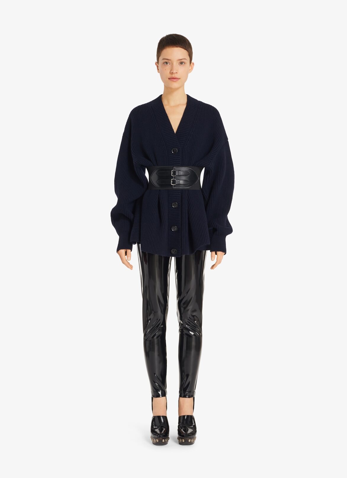 English Ribbed Cardigan ALAÏA MARINE ENGLISH RIBBED CARDIGAN